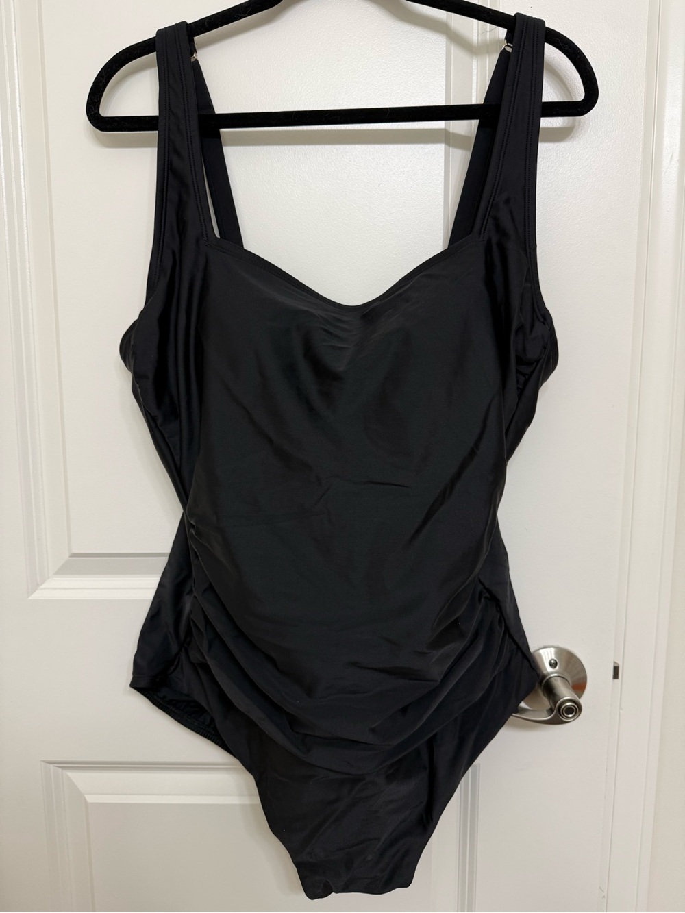 Women’s Shirred Tummy Control Square Neck Full Coverage One Piece Swimsuit
